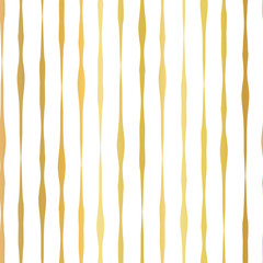 Materiał do szycia Gold foil hand drawn vertical lines seamless vector pattern. White wavy irregular stripes on golden background. Elegant design for digital paper, banner, wedding, party, birthday, invite, gift wrap