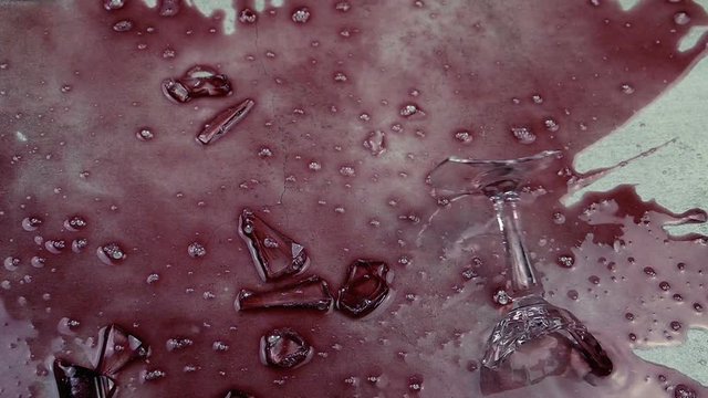 Glass Of Wine Smashing On Floor Slow Motion
