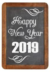 happy new year 2019 on blackboard