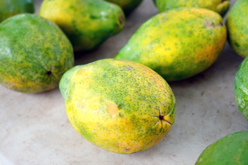 Fresh papayas at a road stand in Maui, Hawaii