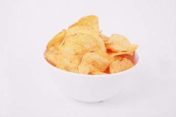 Potato chips isolated on white background
