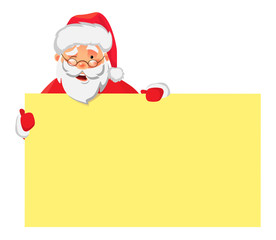 Santa Claus holding banner