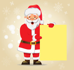 Santa Claus holding banner