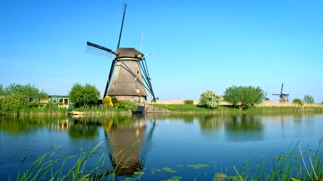 Windmill at Kinderdijk in Holland. Netherlands