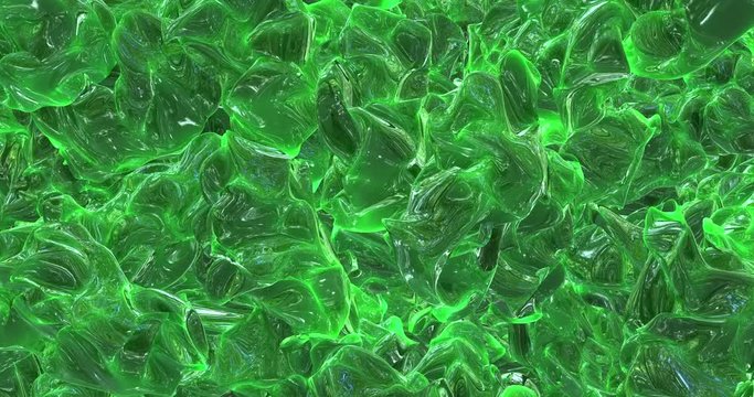 Motion graphics of object, Green object and the fluid form 