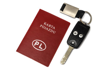 Karta pojazdu i kluczyk samochodowy. 