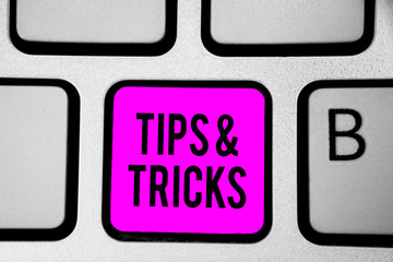 Conceptual hand writing showing Tips and Tricks. Business photo text Steps Lifehacks Handy advice...