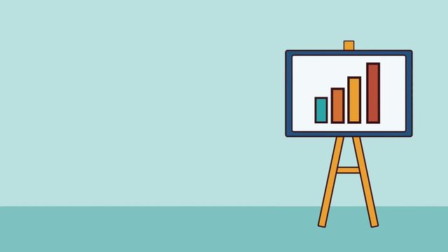 Statistics graphics on whiteboard high definition animation colorful scenes