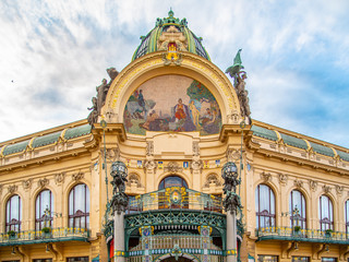 Municipal House - Art Nouveau historical building at Republic Square, Namesti republicky, in...