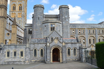 Fototapeta na wymiar Buckfast Abbey, a working monastery in Devon, England, with the Mansion House at the front