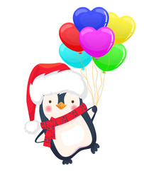 penguin holding balloon