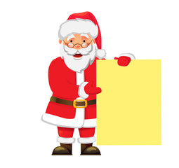 Santa Claus holding banner