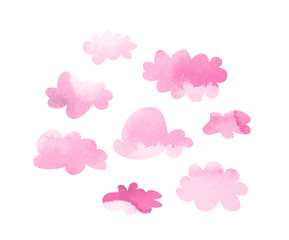 vector watercolor pink fluffy clouds