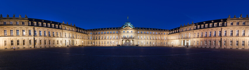 Obraz premium new castle stuttgart germany in the evening high definition panorama