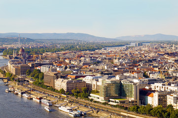 Fototapeta premium View of the coastal part of the Hungarian capital of Budapest. Panorama of the city.