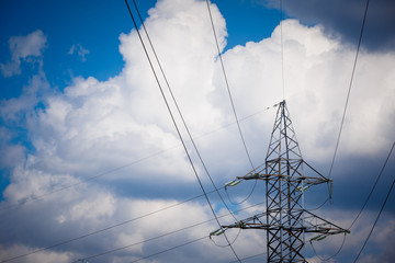 High voltage post. High voltage tower sky background. Electricity is the major energy of the world.