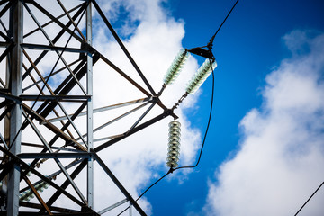 High voltage post. High voltage tower sky background. Electricity is the major energy of the world.