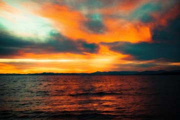 Fototapeta na wymiar Dramatic sky, sunset.
