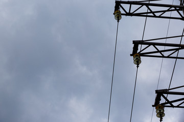 High voltage post. High voltage tower sky background. Electricity is the major energy of the world.