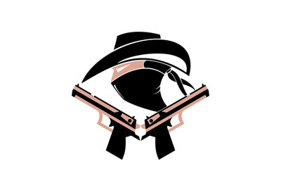 Cowboy and gun logo