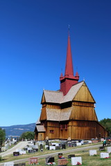 Fototapeta na wymiar Famous Stave Church in Ringebu Norway 