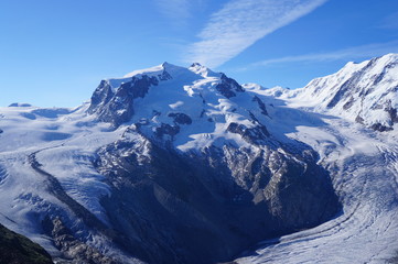 モンテローザとグレンツ氷河・モンテローザ氷河（夏の朝）