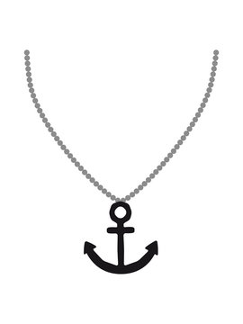 black anchor necklace on white background clip art preview