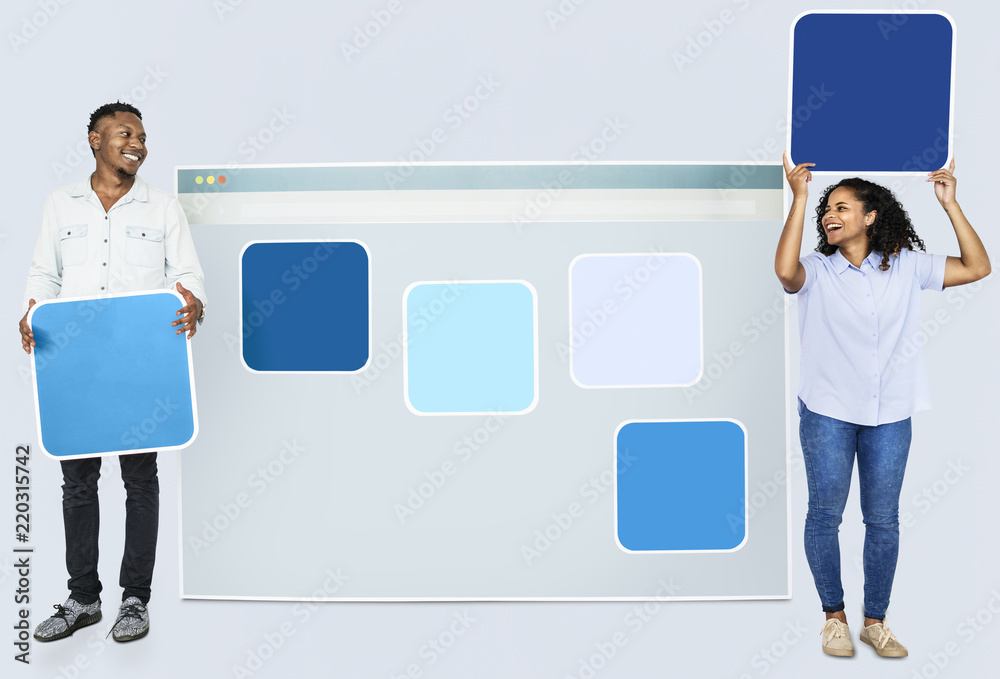 Poster people with web template icons