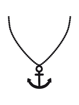 black anchor necklace on white background clip art preview