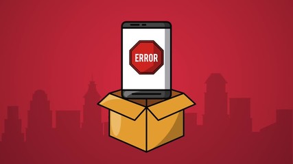 Under construction website error 404 from smartphone high definition animation colorful scenes