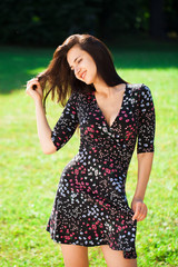 Fototapeta premium Portrait of beautiful young happy woman