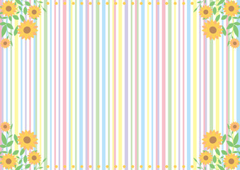 Obraz premium ヒマワリ パステルカラーストライプ背景