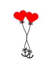 2 paar pärchen verliebt anker herz luftballon fliegen himmel liebe boot schiff schwimmen meer matrose kapitän segeln segelschiff seemann yacht reise wasser verein club segelboot