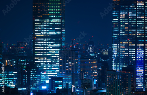 東京夜景 高層ビル群 クローズアップ Wall Mural Wallpaper Murals Oka