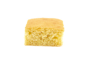 Square Cornbread Slices on a White Background