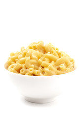 Classic Stovetop Macaroni and Cheese on a White Background