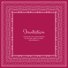 Abstract ornamental lace frame for greeting card or invitation. Vector Illustration