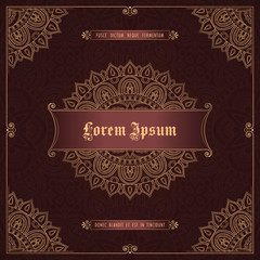 Vintage frame with hand drawn corner patterns. Greeting card, invitation or label template. Vector Illustration