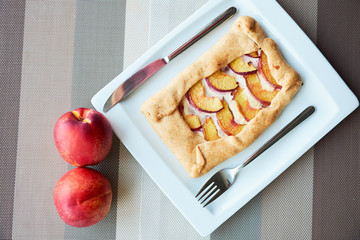 Homemade french Galeta with peaches