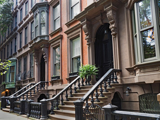 New York brownstone style apartment building or townhouse