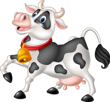 Cartoon happy cow isolated on white background