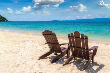 Wooden chairs on Samui