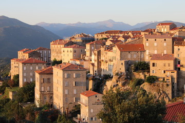 Fototapeta premium Town Mountain Wonder Landscape Corsica Sartene Village Corse Panorama