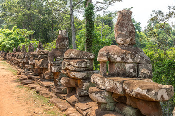 Sculptures in the Gate of Angkor Wat