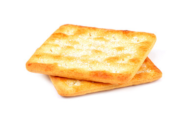 Crackers with sugar on white background