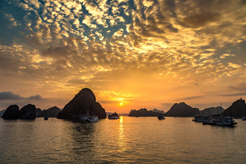 Sunset in Halong bay, Vietnam