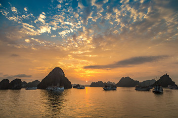 Sunset in Halong bay, Vietnam