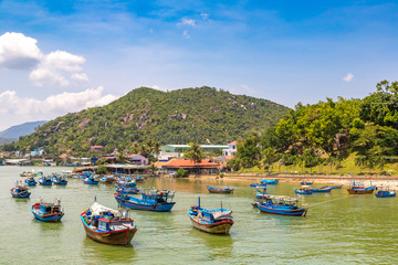 Naklejka na ściany i meble Fishing boats in Nha Trang, Vietnam