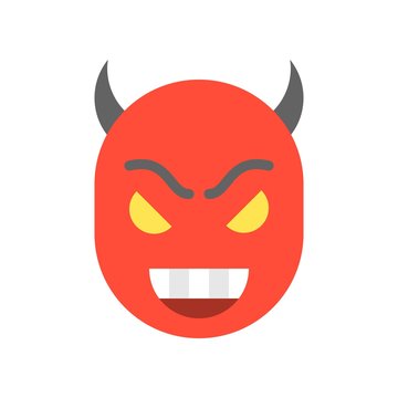 smile devil, halloween character set icon, flat design 