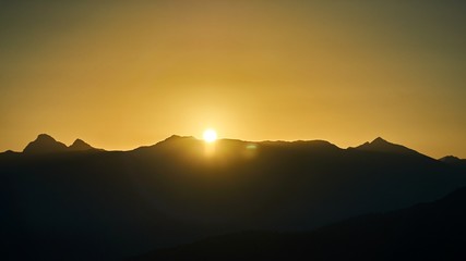 Nice sunrise in the mountains of Sochi